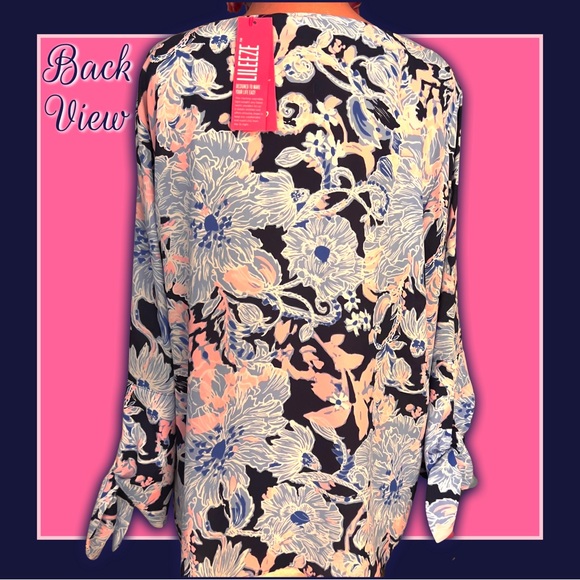 🌼NWT Lilly Pulitzer 3/4 Sleeve Blouse Top with Bow Detail Sz XL - Picture 3 of 14